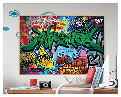 GREAT ART® Affiche – Graffiti - Wall Street Style Personnages Colorés Lettrage Pop Art Écriture Hip Hop Street Art Peinture Murale Décoration Mur Photo Din A2 (42 x 59,4 cm)