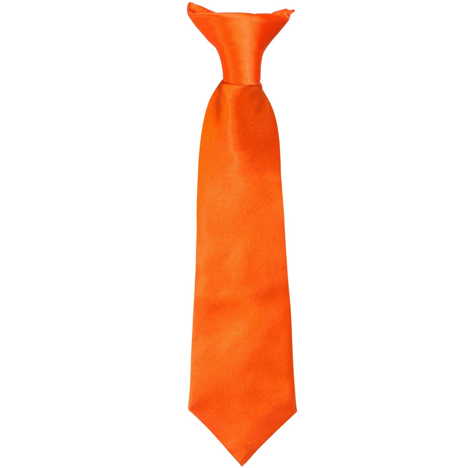 Boys' Neon Orange Solid Color Clip-On Tie, 11