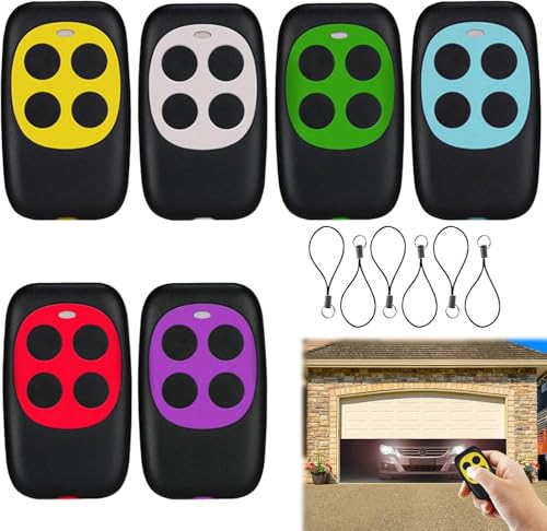 6 Pcs Mando Puerta Garaje Universal Duplicador Mando Garaje Clonador Permite Controlar El Acceso y Es Compatible con Interruptores de Luz y de Persianas con 6 Cuerdas para Colgar
