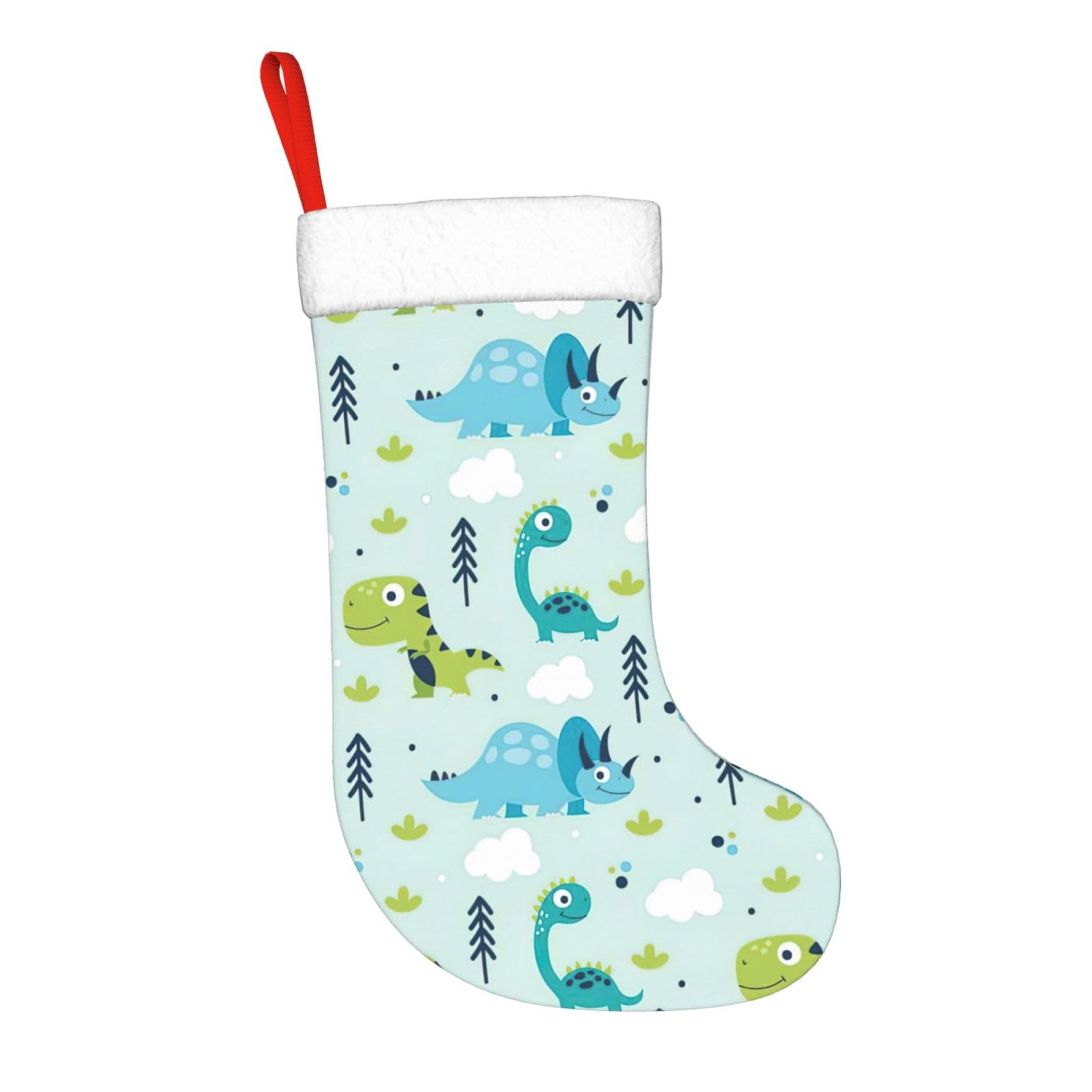 Produktbild von Dinosaurier Weihnachtsstrumpf 45cm - Weihnachtsmann Strumpf Dekoration