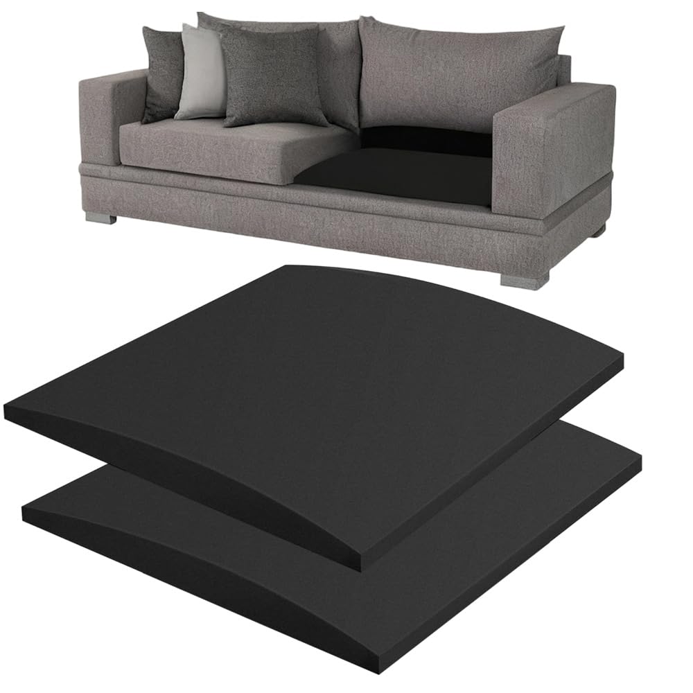 HIULLEN 2 Pcs Sofa Cushion Support for Sagging Seat, 50 x 50cm High-Density Foam Couch Saver Pad, Sofa Support Boards, Sofas Seat Cushions Under Cushion Sag Repair (Black)