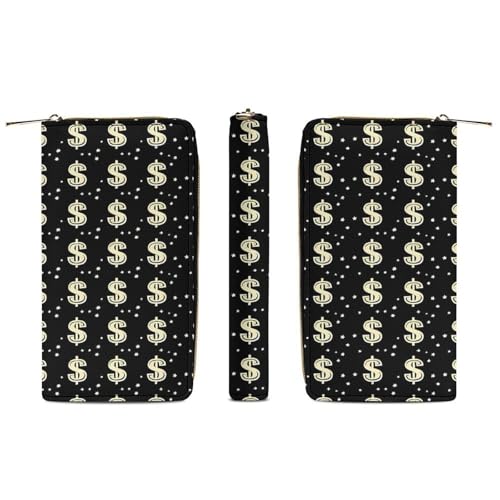 Money Symbol Print Wristlet Wallets for Men Women Leather Purse Clutch Cute Card Holder3