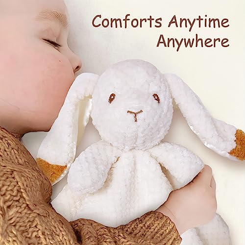 Image of Bunny Baby Security Blanket Loveys for Boys & Girls, 15 inch Soft Unisex Lovie, Baby Registry Gifts
