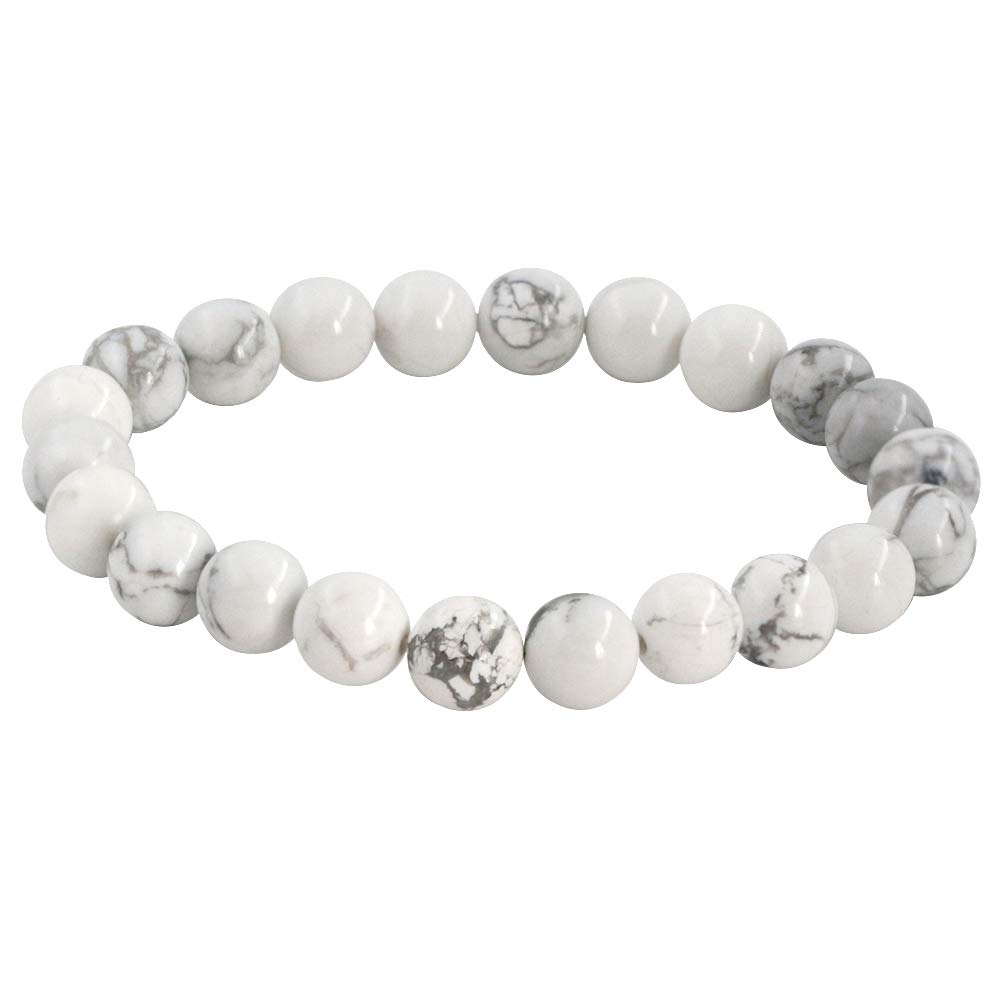 Clearain Natural Gemstones Bracelet 8mm Chakra Round Beads Energy Power Crystal Reiki Healing Elastic Stretch 7 Inch for Women Men Unisex
