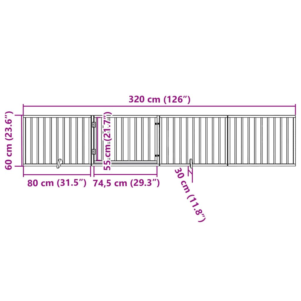 vidaXL Hundetor 6-TLG., Hundegitter Faltbar mit Tür Stützbeine, Schutzgitter für Wohnzimmer Küche Treppe, Haustiertor Türschutzgitter, Weiß Pappelholz