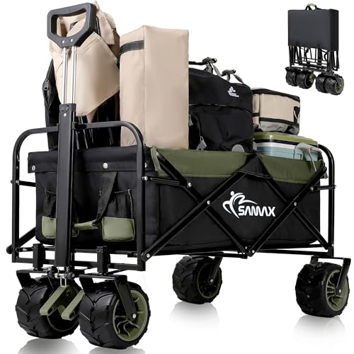 SAMAX Bollerwagen Handwagen Gartenwagen Strandwagen bis 200 kg - Klappbar...