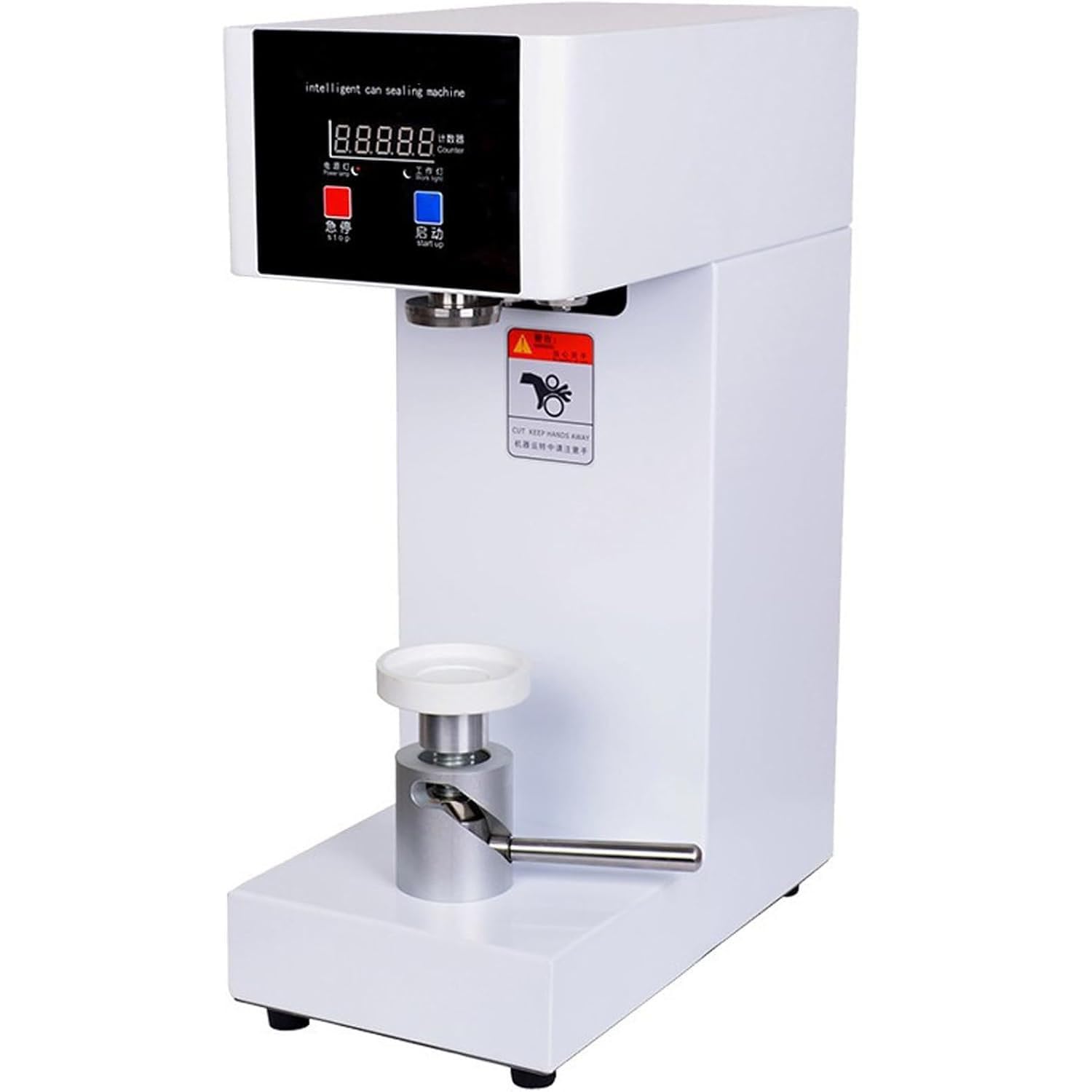 ASerZenith Automatic Adjustable Can Sealing Machine For Plastic Aluminum And Tin Cans, Commercial Soda Can Sealer For Efficient Packaging,White