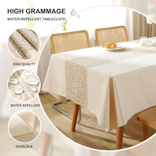 Linen Tablecloths for Rectangle Tables,6 FT Table Cloth Advanced Waterproofing Technology for Dinningroom,Farmhouse