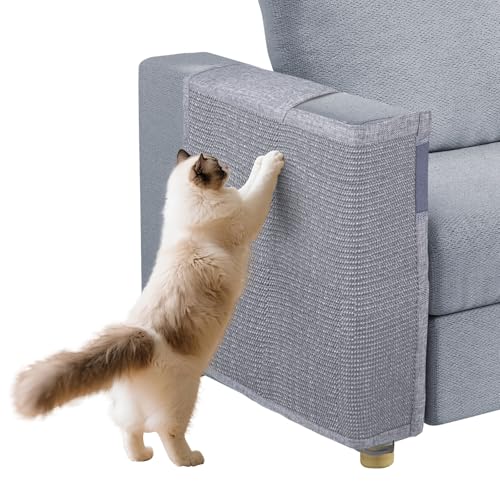 Cat Scratch Couch Protector with Natural Sisal for Protecting Couch Sofa Chair Furniture19.7H*23.6W(Smoke Gray, Right Hand)