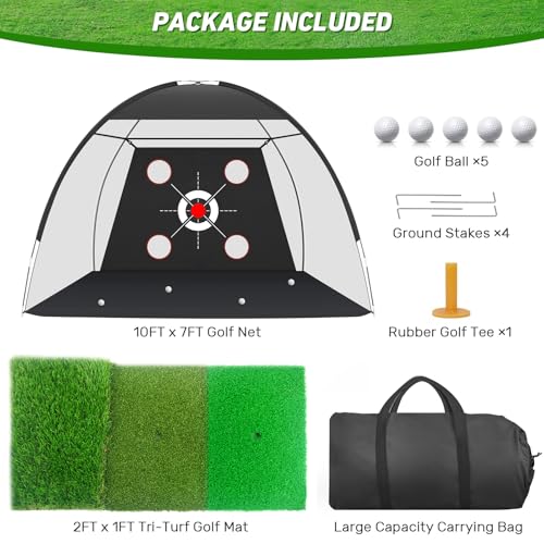 Zensouds 10x7FT Golf Net with Mat