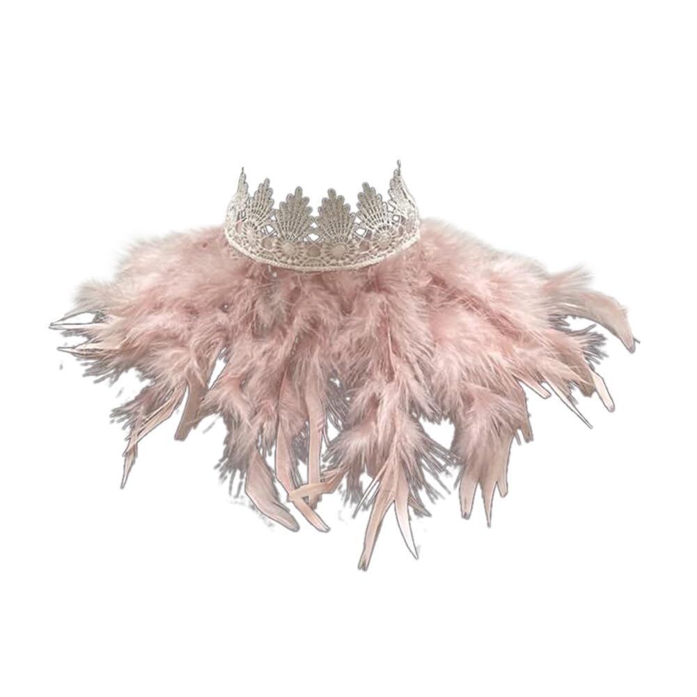 Uposao Feather Collar Shawl Feather Choker Cloak Natural Feather Collar Props For Cosplay Party Performance Model Walk Halloween Ball Feather Collar Shawl Props