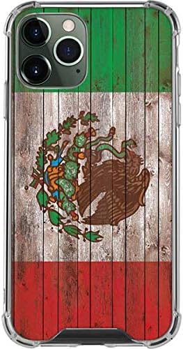Skinit Clear Phone Case Compatible with iPhone 12 Pro Max - Mexican Flag Dark Wood Design