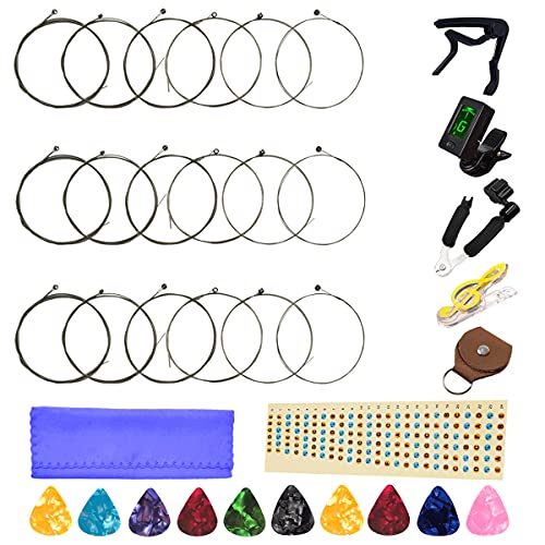 Electric Guitar Strings 3 Full Sets and Tuner, 3 in 1 Restringing Tool, Capo,Picks and Other Useful...