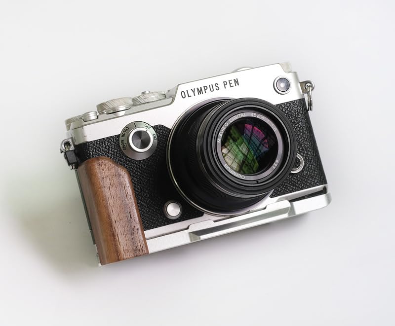 Wood Quick Release Hand Grip Holder Handle Alloy Baseplate for Pen F Pen-F Camera (Walnut)