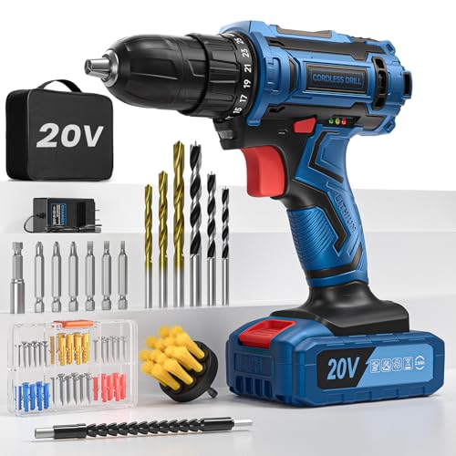 Trapano Avvitatore Batteria 20V, 42Nm, 2000mAh, 75 Accessori