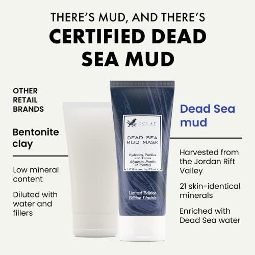 Winner 2022 Organic DeadSea Mud Mask - 100% VEGAN Detoxifying Anti-Acne Formula with 10X MORE MINERALS - 2X MORE NOURISHING for Skin Hydration & Anti-Ageing - GMP-Certified