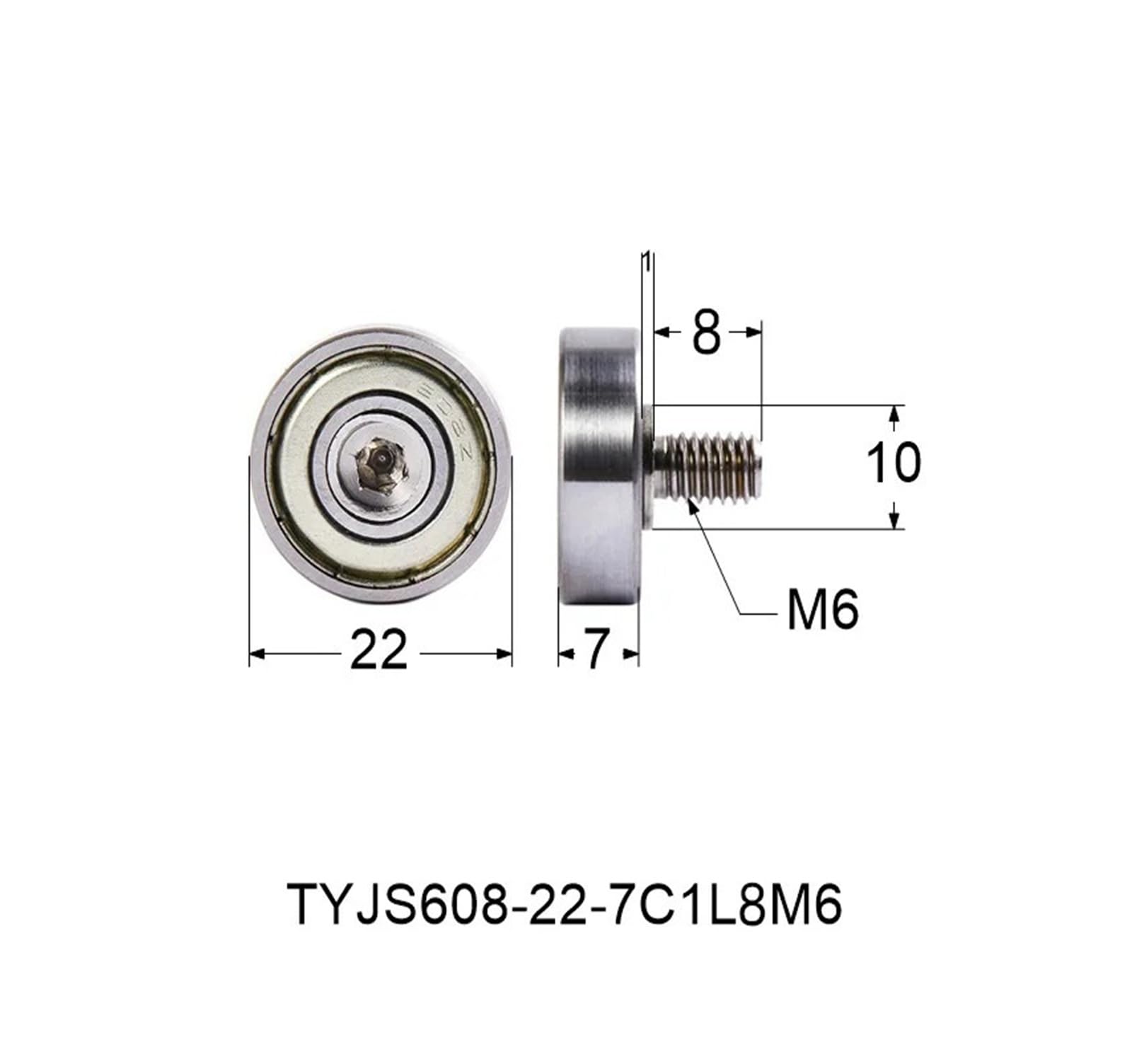 Tornillo de bola de acero inoxidable M3-M15 con rosca externa 608-22-7C3L8(JS608-22-7C4L7M8)