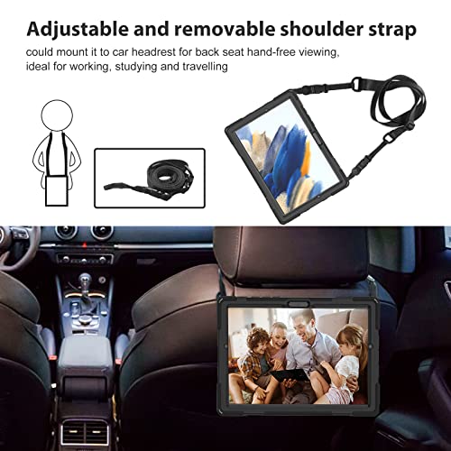 Procase Galaxy Tab A8 Case 10.5 Inch 2022 (Sm-X200/X205/X207), Rugged Heavy Duty Shockproof Case With Hand Strap Rotating Kickstand Protective Cover Case For 10.5" Galaxy Tab A8 2022–Black #TOP6