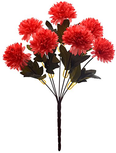 Image of Fourwalls Artificial Chrysanthemum Ball Flower Bouquet (49 cm, Dark Pink, 7 Branches)