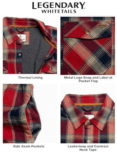 Image of Legendary Whitetails Mens Thermal Lined Shirt Jacket Plaid Flannel Polyfill Insulated Shacket