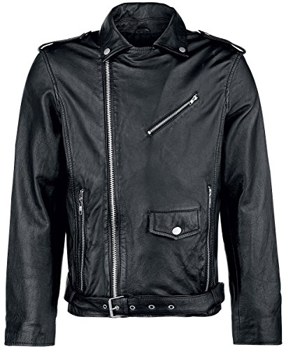 Giacca Di Pelle Di Classic Style - Leather Jacket - S A 5XL - Uomo - Nero - 3