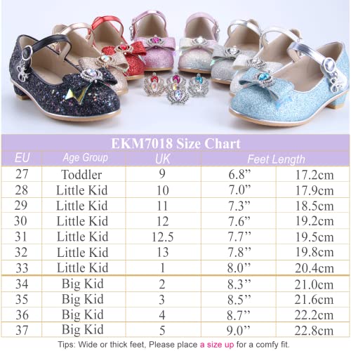 EIGHT KM Girls High Heel Dress Shoes Mary Jane Princess Wedding Party Pump Shoes EKM7018 Sparkle Glittery Aphrodite Rainbow 3 UK Big Kid - Image 5