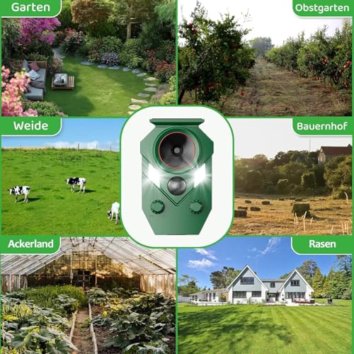 Katzenschreck für Garten, Katzenschreck Marderschreck Solar Ultraschall Tiervertreiber - mit Bewegungsmelder und Blinklicht, Gegen Katzen, Fuchs, Vogel, Rehe, marderabwehr, Hunde, Tauben, Waschbären