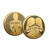 YOUNEEDFUL 2025 2PCS Double Side Heads and Tails Coin Lucky Token Double Side Challenge Coin Funny Prank Gifts for Valentines (Heads and Tails Coin-Golden)