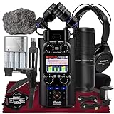 Zoom H5Studio Handy Recorder 32-Bit Float, Large Mics 19.4mm, 6-Track Recording, Gain Knobs, F-Series Preamps w/Tripod, Podcast Mic Pack, Mic Muff, Rechargeable Batt & More for Filmmakers Musicians