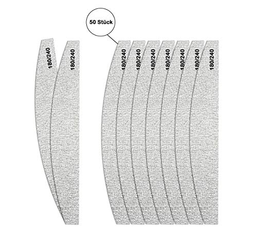 Zebra Halbmond Nagelfeilen Set für Acryl und Gelnägel mit einer Körnung von 180/240 Doppelseitig (50er) – Bild 2