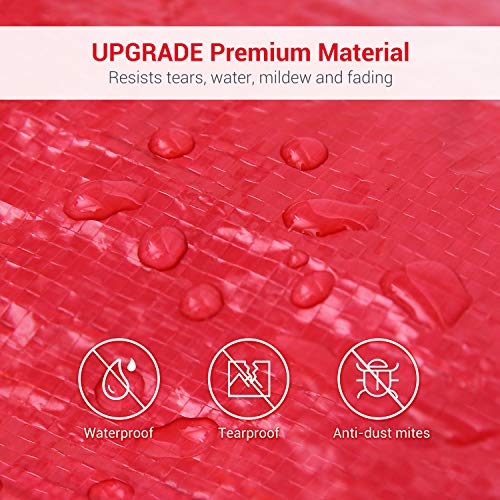 Ohuhu Christmas Tree Storage Bag, 9ft Christmas Tree Storage, 62” X 25.6” X 25.6” Extra Large Duffle Bag, ID Tag Holder with Reinforced Handles Zipper Tear Proof Material for 9ft Artificial Tree, Red
