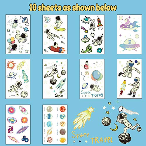 Space Party Supplies, Solar System Luminous Temporary Tattoos For Boys, Space Glow Birthday Party Decorations Favors For Kids, Space Fake Tattoos Stocking Stuffers Accessories (10 Sheets) #TOP1