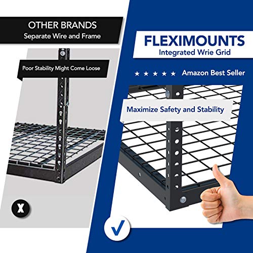 FLEXIMOUNTS-2x8-Overhead-Garage-Ceiling-Storage-Rack-Organization-Black-400lbs-Weight-Capacity-22-40-Adjustable-Organization-System-Heavy-Duty-Metal-Ceiling-Racks-Classic-Series