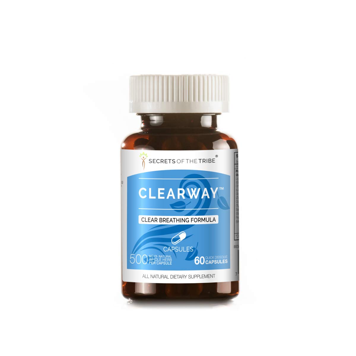 Secrets of the Tribe Clearway, 60 Capsules, 1000 mg, Licorice, Chaparral, Ginger, Thyme, Sage, Peppermint. Hertbal Clear Breathing Formula 60 Capsules