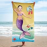Personalized Beach Towels for Women Men Girls Boys Adults. Custom Beach Towel with Funny Selfie Photo, Bikini Mermaid Hot Girl, 6 Pack Fat Men, Best Idea Summer (Mermaid Women, 30' x 60')