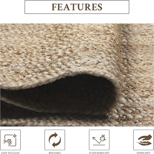 Scalloped Oval Jute Area Rug Scallop Jute Rug for Farmhouse, Bedroom, Living Room, Dining Room (Green Border Inside Scalloped Jute Rug, 10x14 Feet Oval Rug (120x 168 Inch)/(300x420 cm)) - Image 6