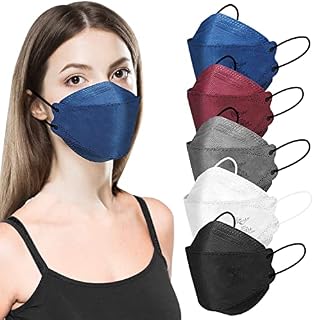KKmier FFP2 Masks 20pcs, FFP2 Face Masks, EN 149:2001+A1:2009 Certified Fish-shaped Coloured Disposable Face Mask for Women Men, 4-Layer Filters Particles 94%, Individually Wrapped (Khaki)