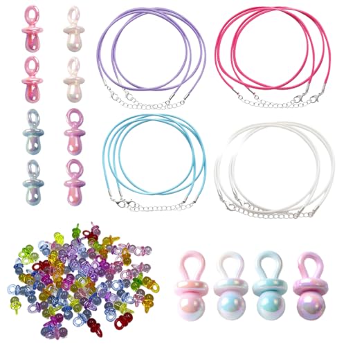 YAZWUR 70 pièces Collier de tétine en acrylique Set Tattoo, Accessoires des années 90 Cordon décoratif Tétines Cadeau pour tenue de soirée femme (violet...