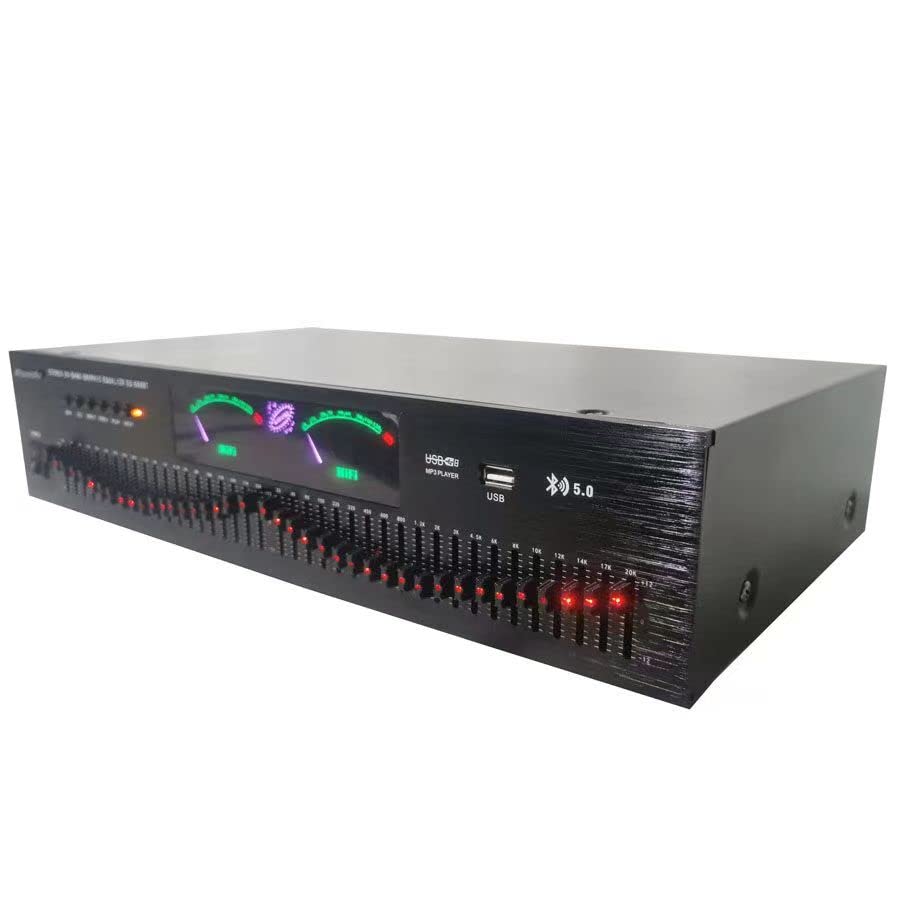 EQ-666BT Ecualizador Bluetooth sin pérdidas estéreo de 40 bandas Controlador de efectos digitales de audio,EQ Hi-Fi Home EQ,Ecualizador de ajuste alto/medio/bajo,tarjeta de soporte/disco U, black
