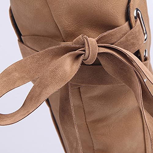 Gyouanime Mid Calf Boots Kitten Heel Goth Boot Boots Women's Lace-Up Boots Boots With Fringe For Women Wide Calf Yellow #TOP5