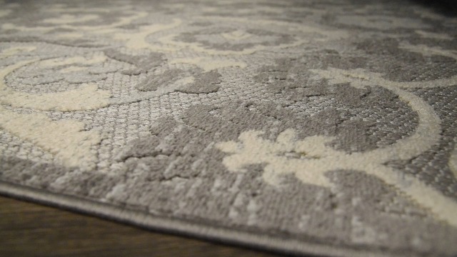 Tapete decorativo rectangular 3x5 gris claro con diseño floral miniatura 7