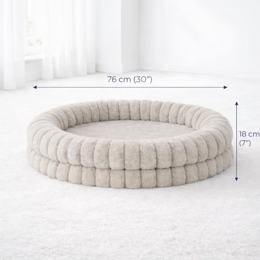 Freedog Cama Muffin Beige (76x76x18cm) - Cama Perro - Cama para Perros - Camas para Perros Grandes - Camas Perros Medianos - Colchon Perro - Relajante Perros - Camita Perros Pequeños - Dog Bed Large