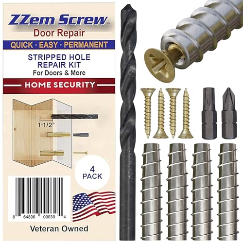 4 Pack #9 x 1 1/2' Stripped Screw Hole Repair Kit - Permanent Stripped Screw Hole Repair for Door...