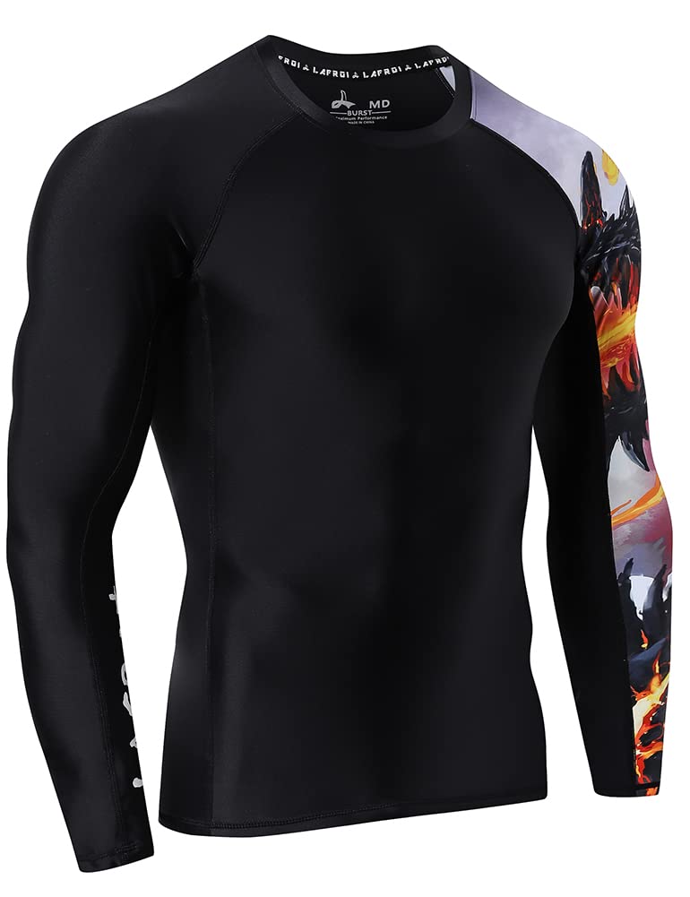 LAFROI - Rash Guard da Uomo, a Maniche Lunghe, con UPF 50+, a Compressione, CLYYB, Uomo