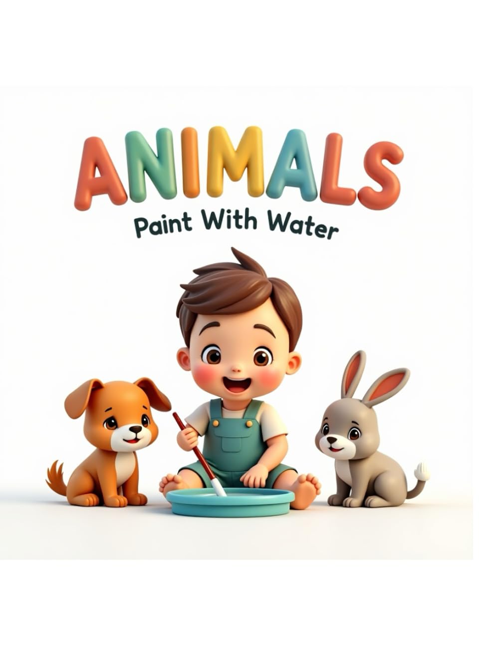 Cute Animals Watercolor Coloring Book for Kids – Easy Big Animal Pages for Painting with Watercolors – Preschool Activity Book (Little Watercolor Artists)