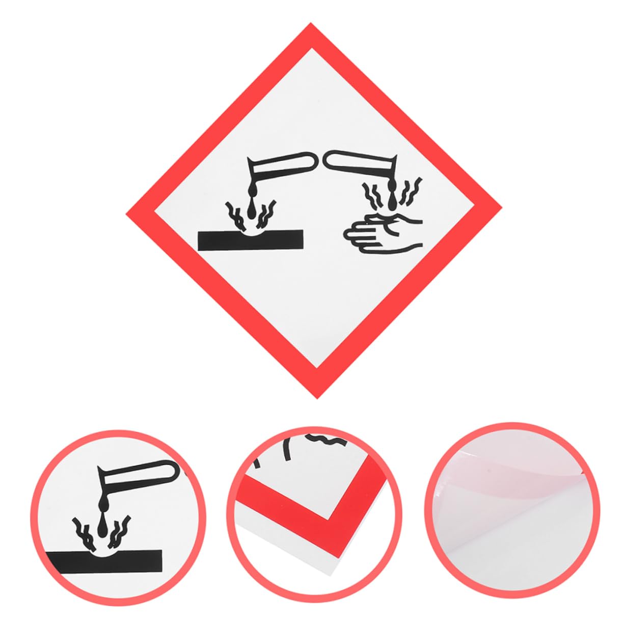 Étiquettes Autocollantes de Sécurité Corrosive 6 Pcs en Pvc | Bases, Substances Corrosives, Véhicules de Transport et Intérieur, Retrait Facile, Application Polyvalente