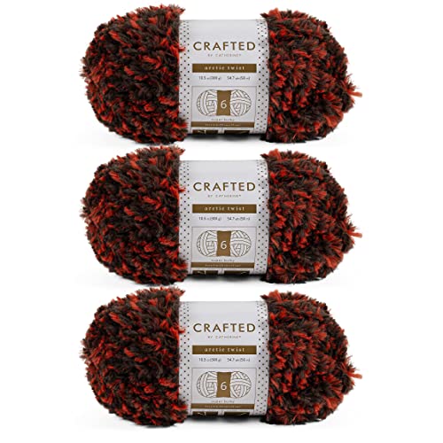Crafted By Catherine Arctic Twist Yarn - 3 Pack (54 Yards Each Skein), Cherry, Gauge 6 Super Bulky