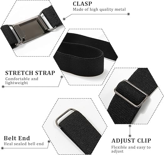 Keskriva Belt for Kids, Fashion Stretch Boys Girls, Adjustable Silver Buckle Waist Elastic Child Toddler Black & Brown(Pack of 1,Multicolor 2