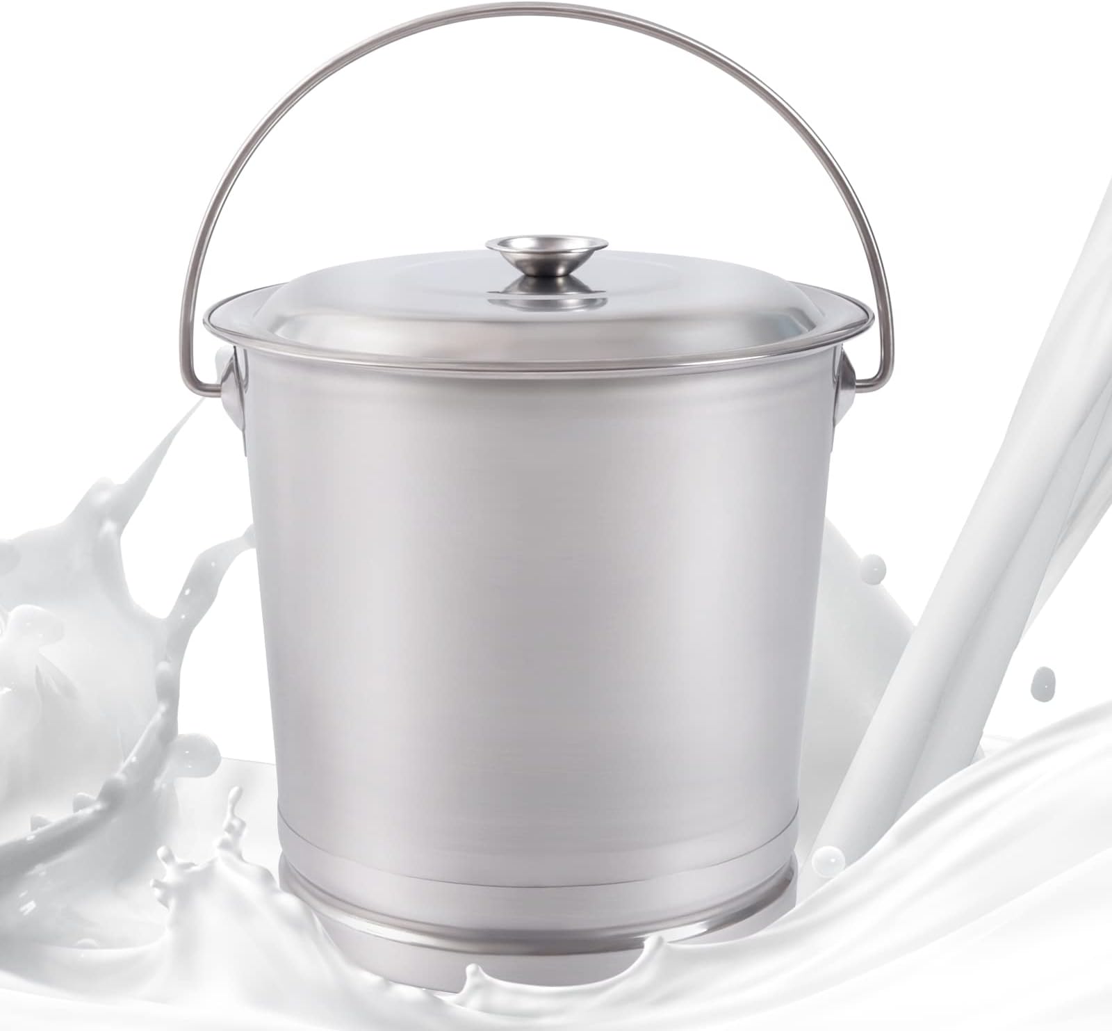 Milk Can, 304 Stainless Steel Milk Transport Cans Wine Pail Bucket Tote Jug Pot Oil Liquid Storage Barrel w/2 Handles Milk Container (8.5QT)