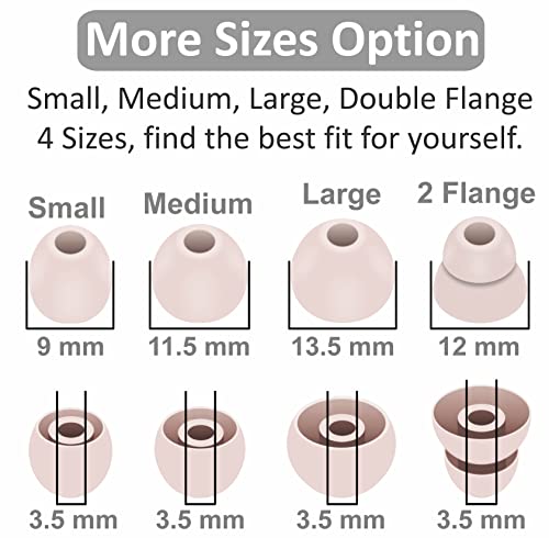 Image of 8 Pairs Powerbeats Pro Ear Tips Buds, 4 Size Replacement Soft Flexible Fit in Case Noise Reduce Silicone Rubber Gel Earbuds Eartips Wing Skin Accessories Compatible with Beats Flex /BeatsX - Ivory